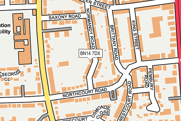 BN14 7DX map - OS OpenMap – Local (Ordnance Survey)