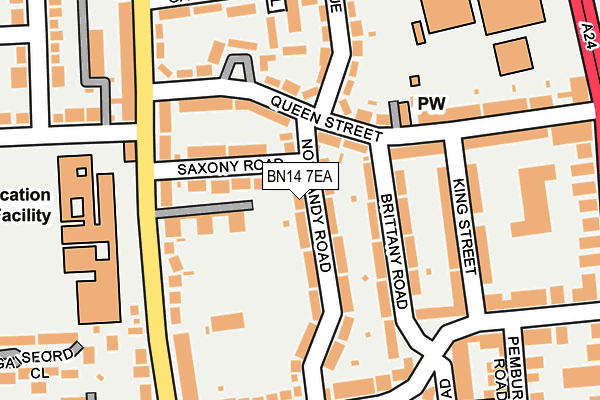 BN14 7EA map - OS OpenMap – Local (Ordnance Survey)