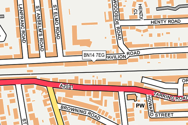 BN14 7EG map - OS OpenMap – Local (Ordnance Survey)