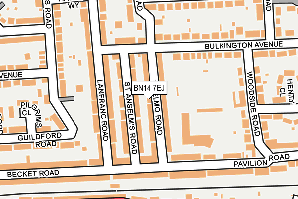 BN14 7EJ map - OS OpenMap – Local (Ordnance Survey)
