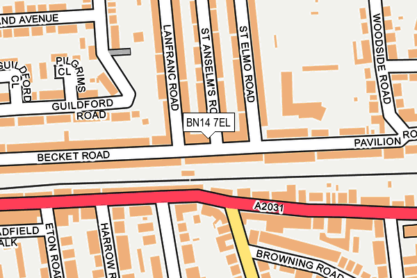 BN14 7EL map - OS OpenMap – Local (Ordnance Survey)