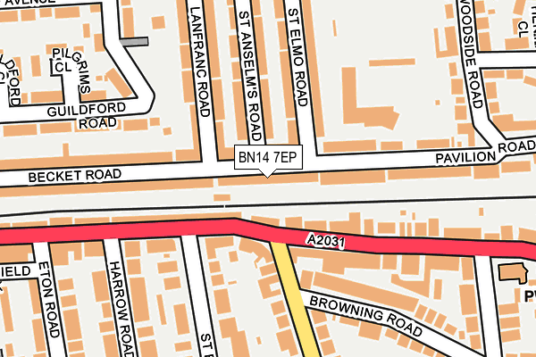 BN14 7EP map - OS OpenMap – Local (Ordnance Survey)