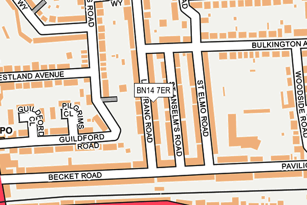 BN14 7ER map - OS OpenMap – Local (Ordnance Survey)