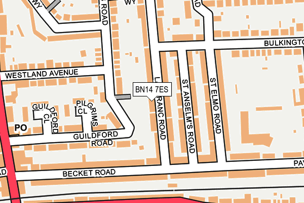 BN14 7ES map - OS OpenMap – Local (Ordnance Survey)