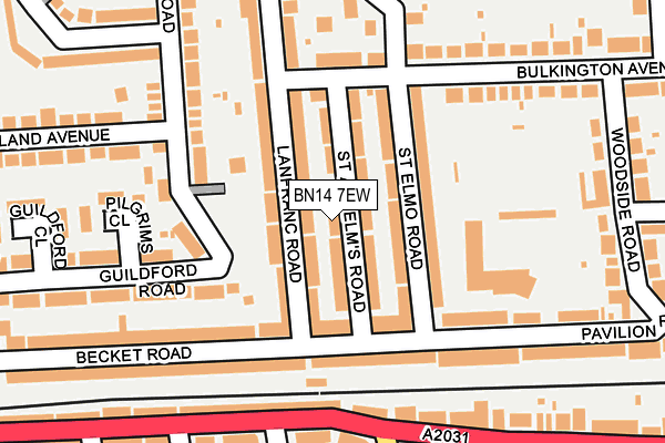 BN14 7EW map - OS OpenMap – Local (Ordnance Survey)