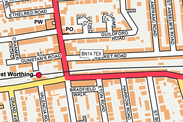 BN14 7EX map - OS OpenMap – Local (Ordnance Survey)