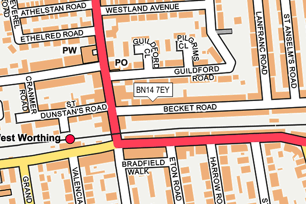 BN14 7EY map - OS OpenMap – Local (Ordnance Survey)