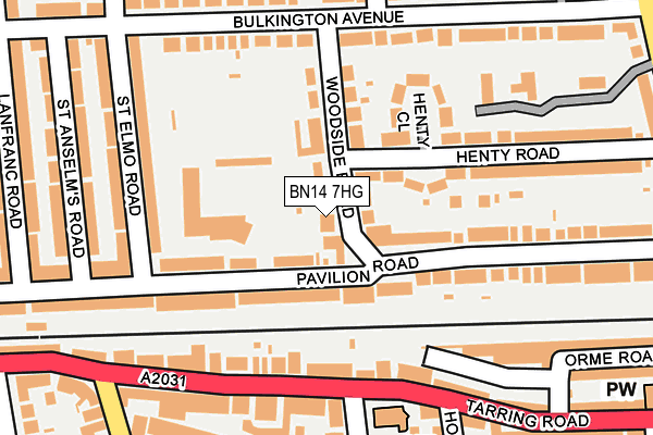 BN14 7HG map - OS OpenMap – Local (Ordnance Survey)