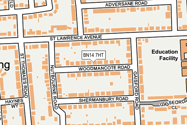 BN14 7HT map - OS OpenMap – Local (Ordnance Survey)