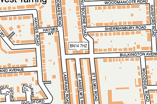 BN14 7HZ map - OS OpenMap – Local (Ordnance Survey)