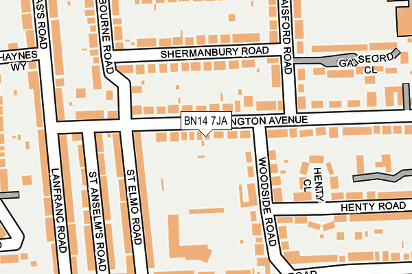 BN14 7JA map - OS OpenMap – Local (Ordnance Survey)
