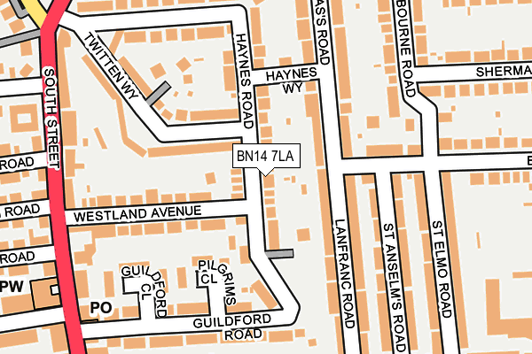 BN14 7LA map - OS OpenMap – Local (Ordnance Survey)