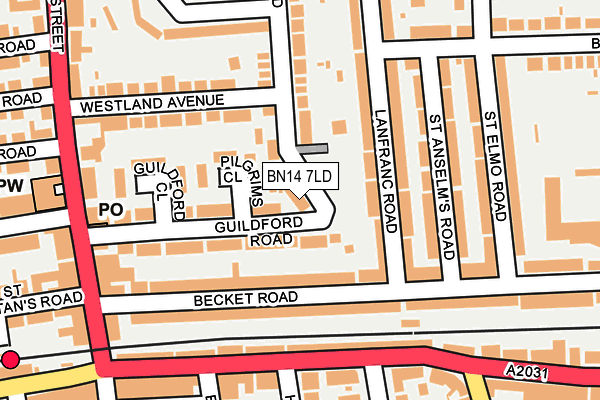 BN14 7LD map - OS OpenMap – Local (Ordnance Survey)