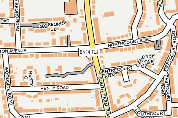 BN14 7LJ map - OS OpenMap – Local (Ordnance Survey)
