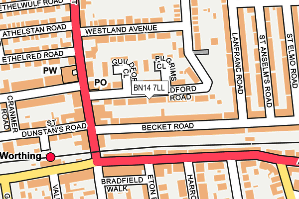 BN14 7LL map - OS OpenMap – Local (Ordnance Survey)