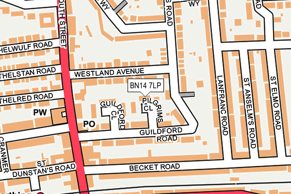 BN14 7LP map - OS OpenMap – Local (Ordnance Survey)