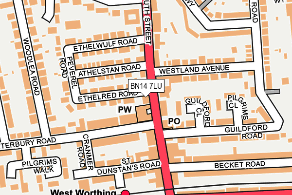 BN14 7LU map - OS OpenMap – Local (Ordnance Survey)