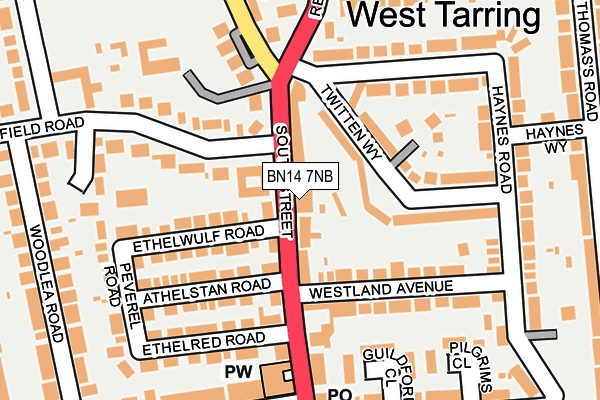 Map of WORTHING OSTEOPATHIC CLINIC LIMITED at local scale