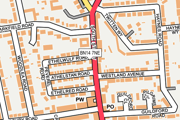 BN14 7NE map - OS OpenMap – Local (Ordnance Survey)