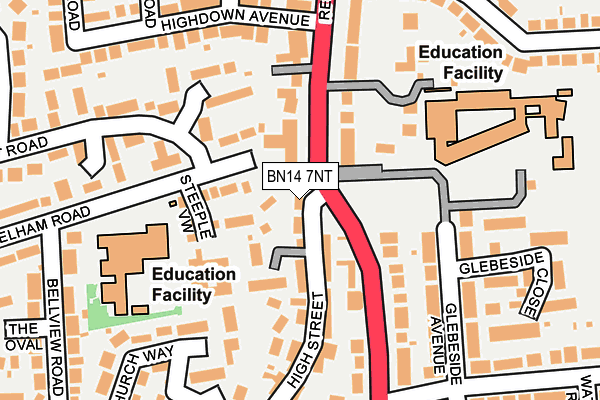 BN14 7NT map - OS OpenMap – Local (Ordnance Survey)