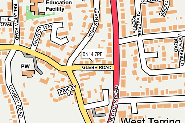 BN14 7PF map - OS OpenMap – Local (Ordnance Survey)