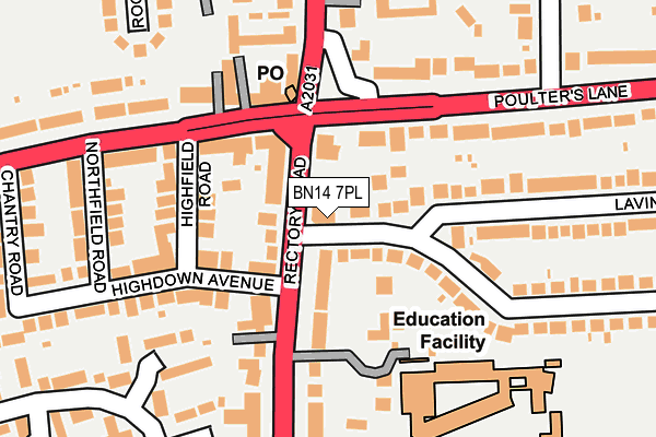 BN14 7PL map - OS OpenMap – Local (Ordnance Survey)