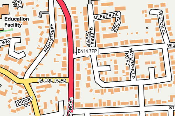 BN14 7PP map - OS OpenMap – Local (Ordnance Survey)