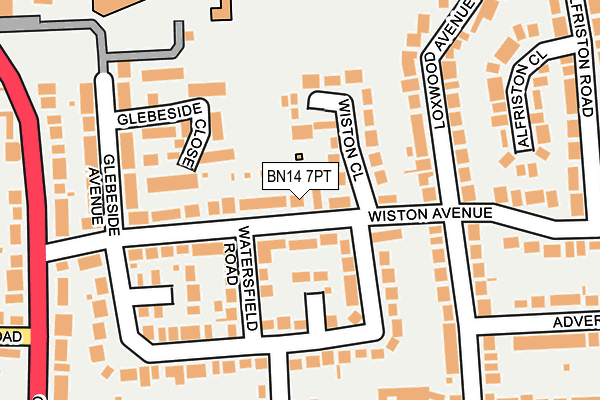 BN14 7PT map - OS OpenMap – Local (Ordnance Survey)