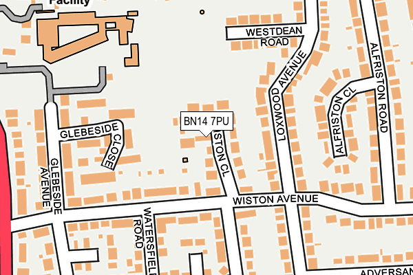 BN14 7PU map - OS OpenMap – Local (Ordnance Survey)