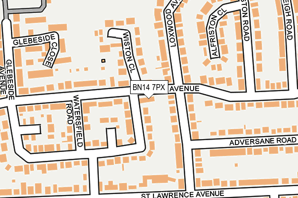 BN14 7PX map - OS OpenMap – Local (Ordnance Survey)