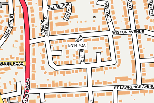 BN14 7QA map - OS OpenMap – Local (Ordnance Survey)