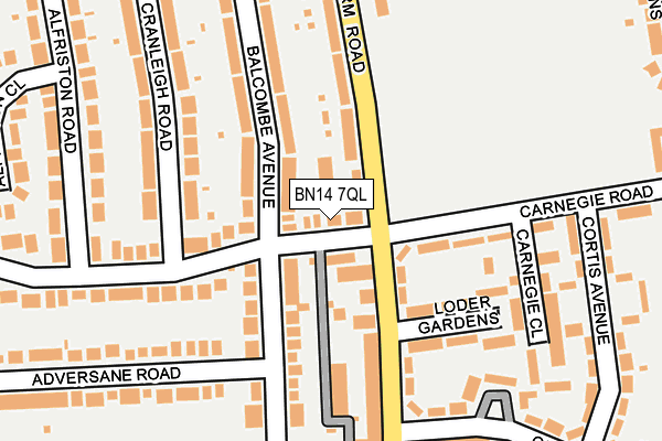 BN14 7QL map - OS OpenMap – Local (Ordnance Survey)