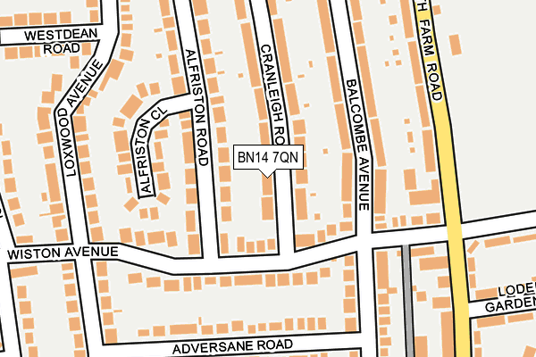 BN14 7QN map - OS OpenMap – Local (Ordnance Survey)