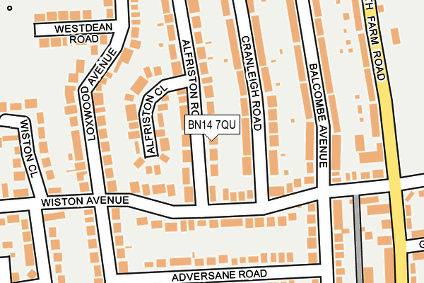 BN14 7QU map - OS OpenMap – Local (Ordnance Survey)