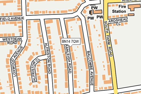 BN14 7QW map - OS OpenMap – Local (Ordnance Survey)
