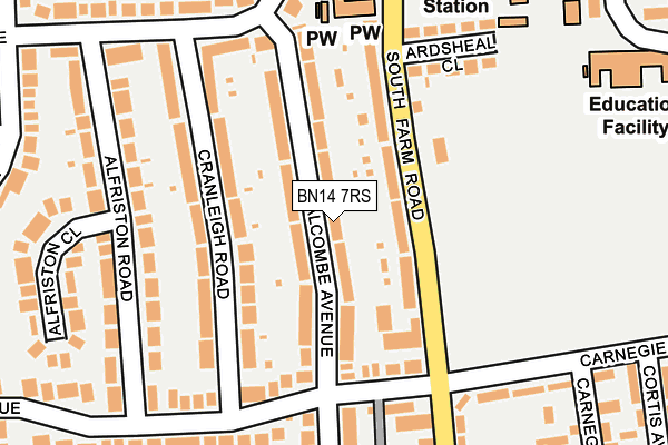 BN14 7RS map - OS OpenMap – Local (Ordnance Survey)