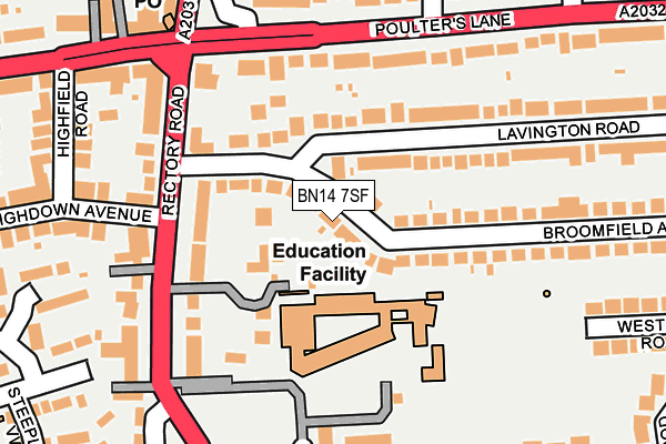 BN14 7SF map - OS OpenMap – Local (Ordnance Survey)