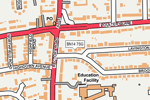 BN14 7SG map - OS OpenMap – Local (Ordnance Survey)