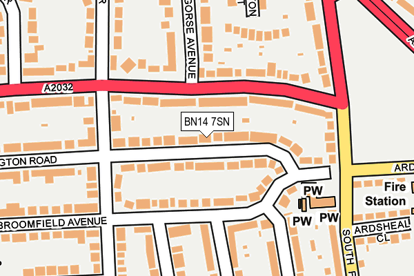 BN14 7SN map - OS OpenMap – Local (Ordnance Survey)