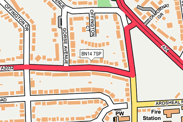 BN14 7SP map - OS OpenMap – Local (Ordnance Survey)