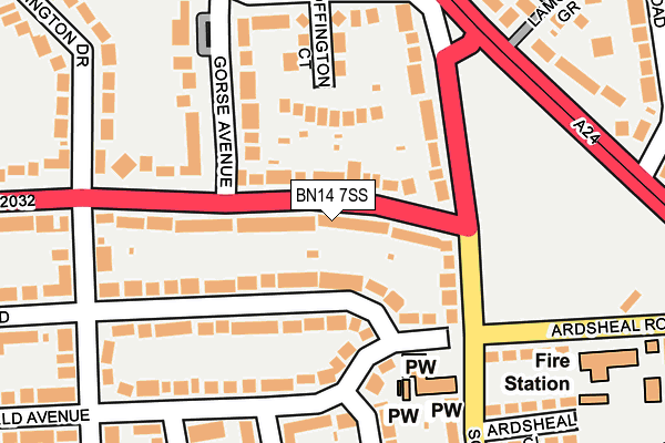 BN14 7SS map - OS OpenMap – Local (Ordnance Survey)
