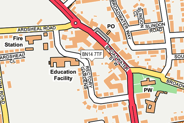 BN14 7TF map - OS OpenMap – Local (Ordnance Survey)