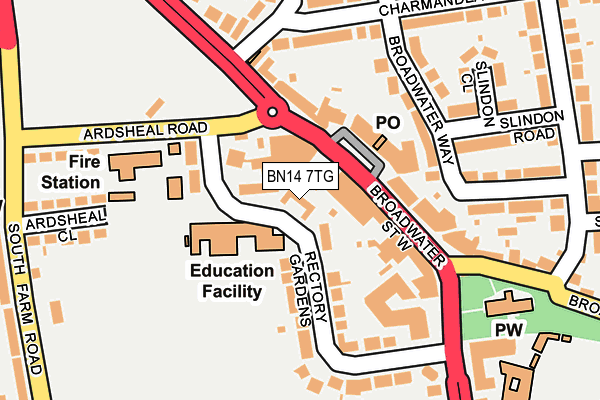 BN14 7TG map - OS OpenMap – Local (Ordnance Survey)