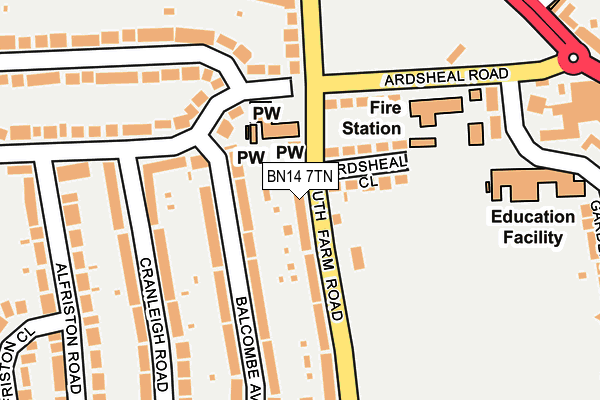 BN14 7TN map - OS OpenMap – Local (Ordnance Survey)