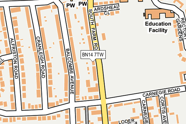 BN14 7TW map - OS OpenMap – Local (Ordnance Survey)