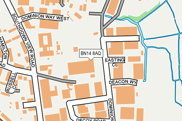 BN14 8AQ map - OS OpenMap – Local (Ordnance Survey)