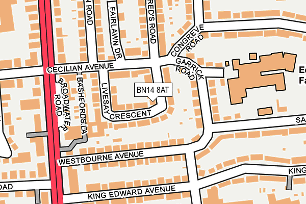 BN14 8AT map - OS OpenMap – Local (Ordnance Survey)