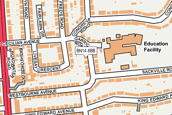 BN14 8BB map - OS OpenMap – Local (Ordnance Survey)