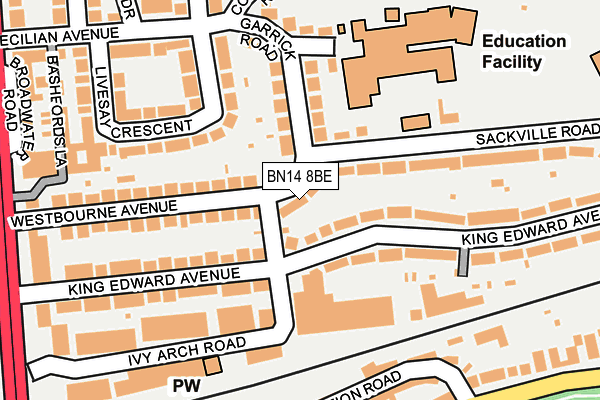 BN14 8BE map - OS OpenMap – Local (Ordnance Survey)