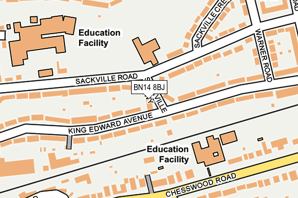 BN14 8BJ map - OS OpenMap – Local (Ordnance Survey)